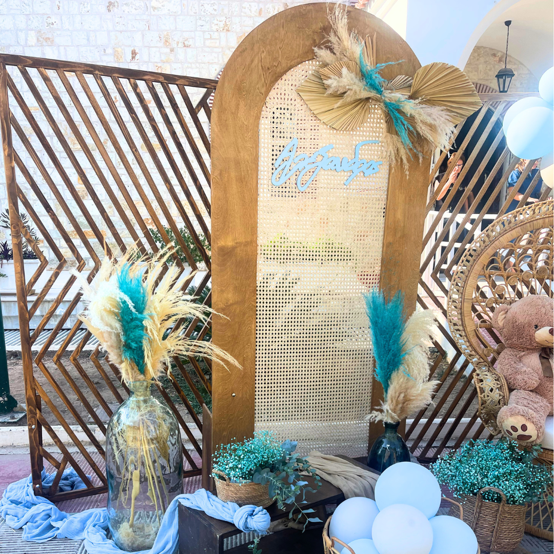 Στολισμός βάπτισης για αγόρι με θέμα το αρκουδάκι