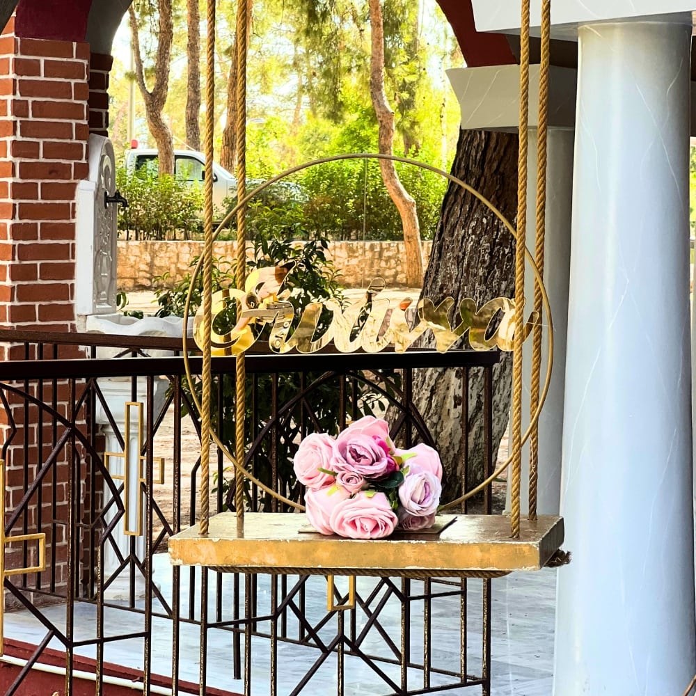 Στολισμός βάπτισης για κορίτσι με θέμα άμαξα πολύγωνο