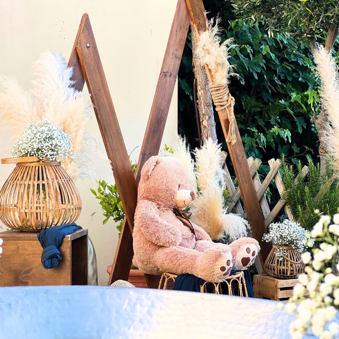 Στολισμός βάπτισης για αγόρι με θέμα το αρκουδάκι