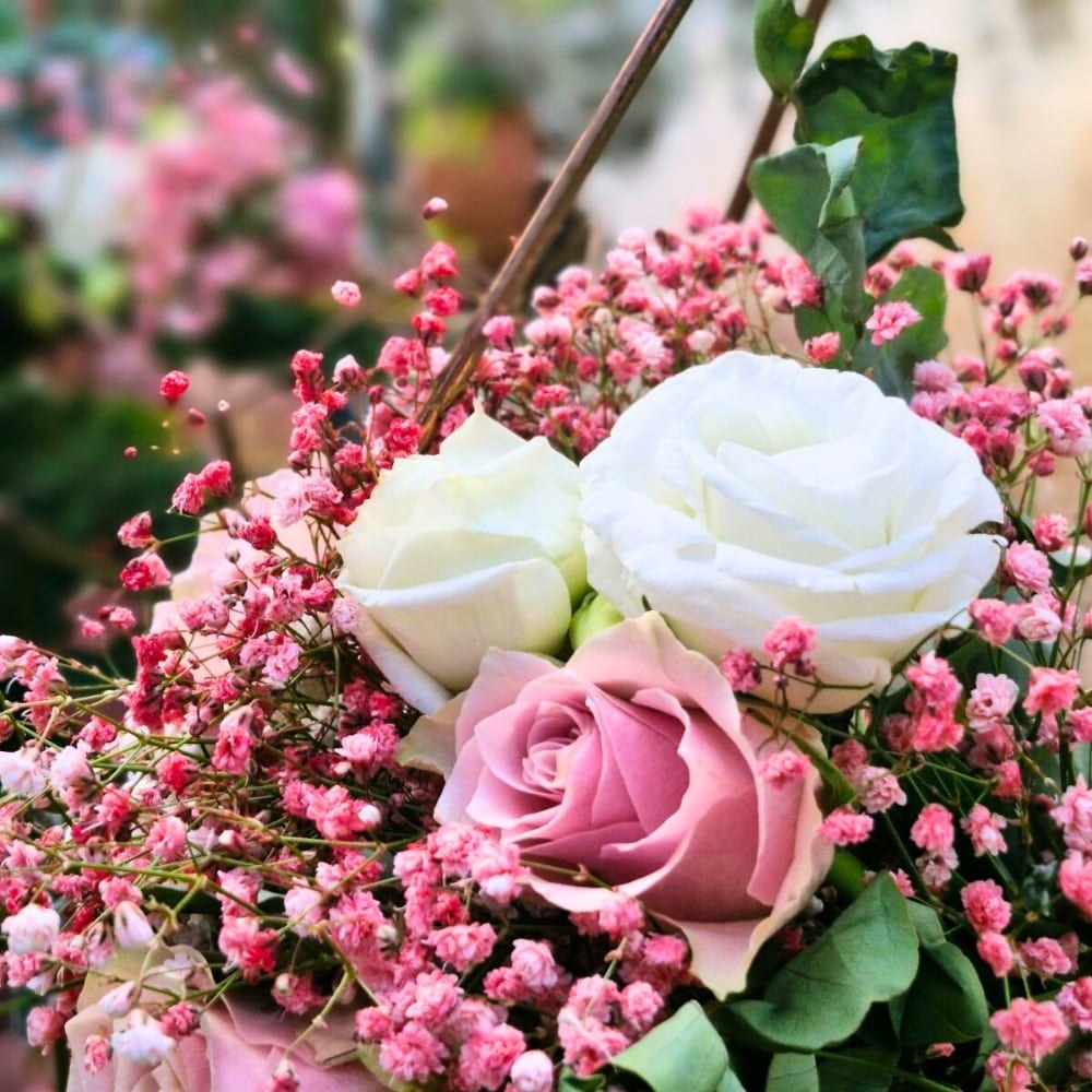 Ρομαντικός στολισμός βάπτισης για κορίτσι με πολύγωνο