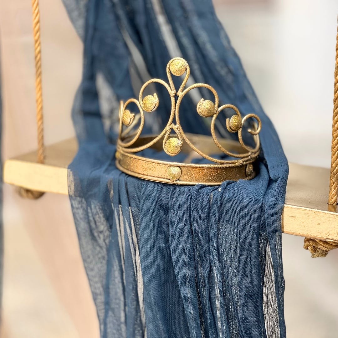 Στολισμός βάπτισης για αγόρι - Royal blue με χρυσές κορώνες