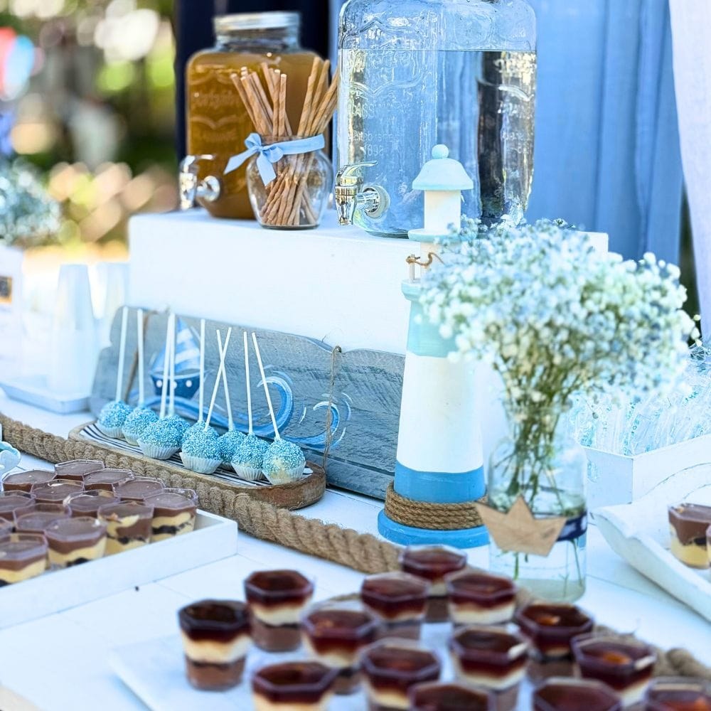 Candy bar βάπτισης για αγόρι με ναυτικό θέμα