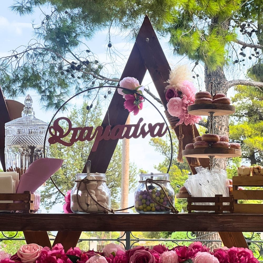 Boho rainbow candy bar βάπτισης για κορίτσι