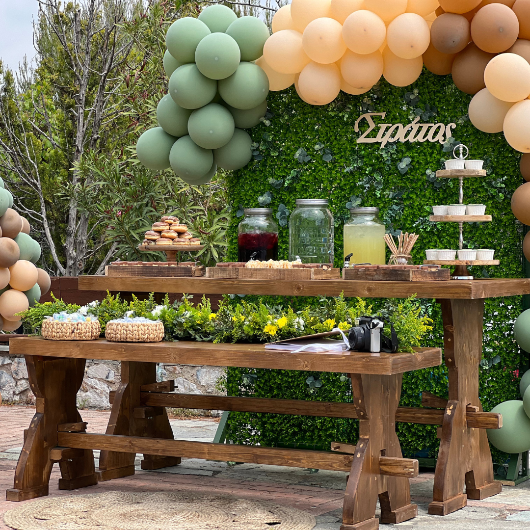 Candy bar βάπτισης για αγόρι με λουλούδια και μπαλόνια