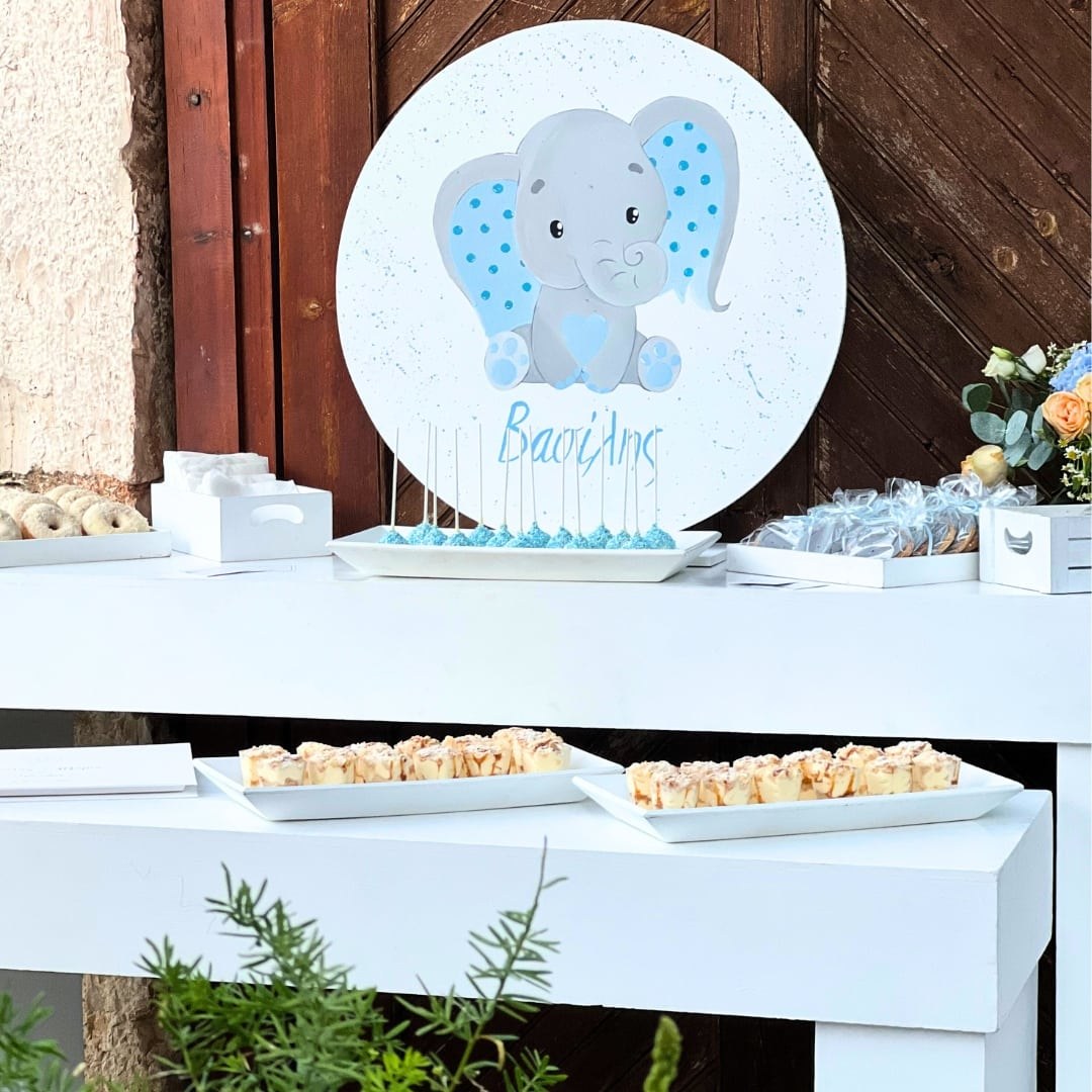 Candy bar βάπτισης με θέμα το ελεφαντάκι