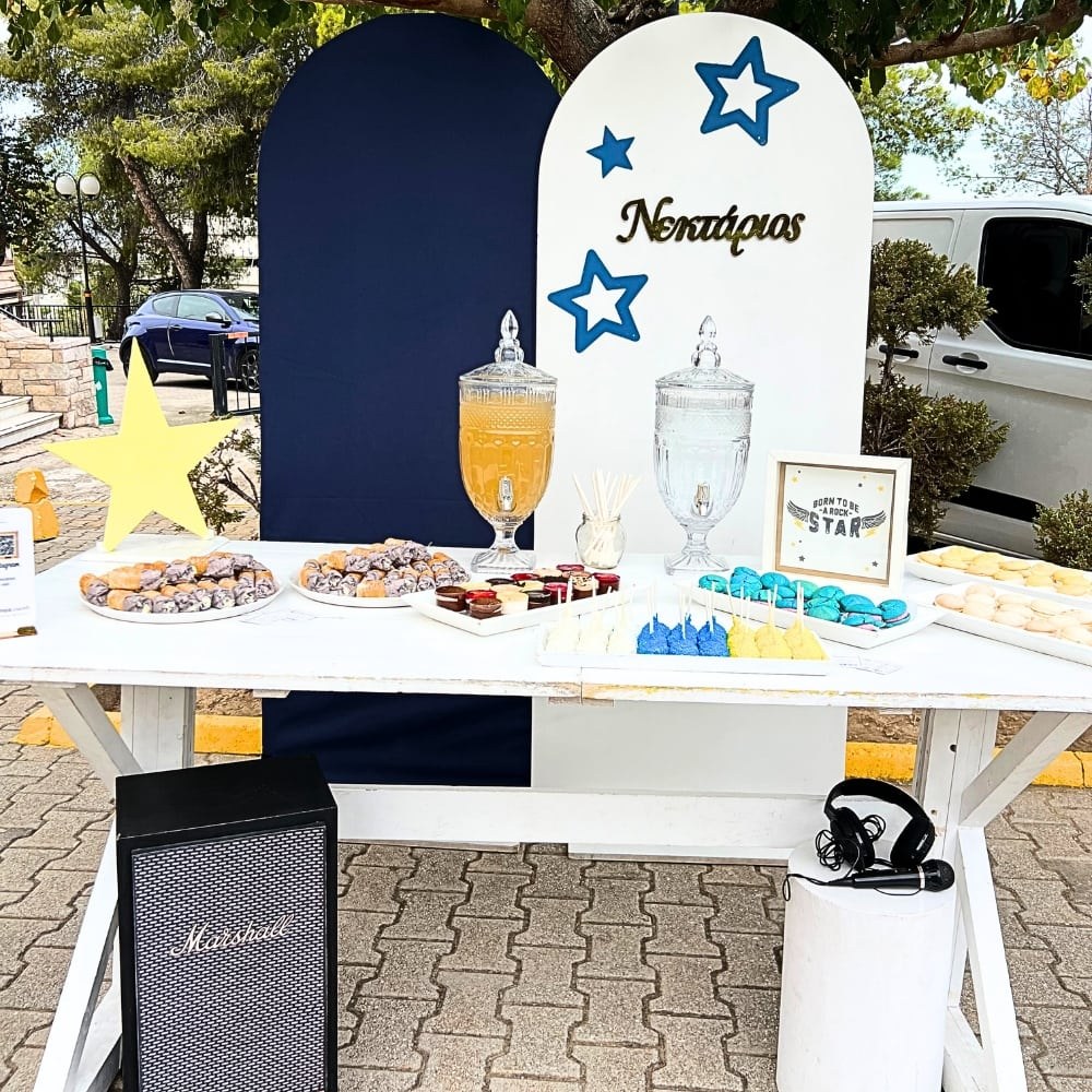 Candy bar βάπτισης για αγόρι με θέμα rock star