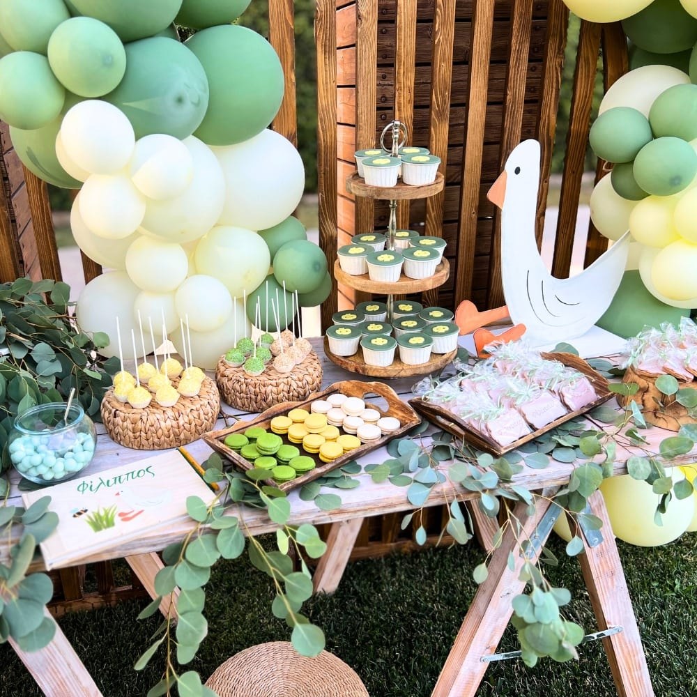 Candy bar βάπτισης για αγόρι με θέμα την χήνα