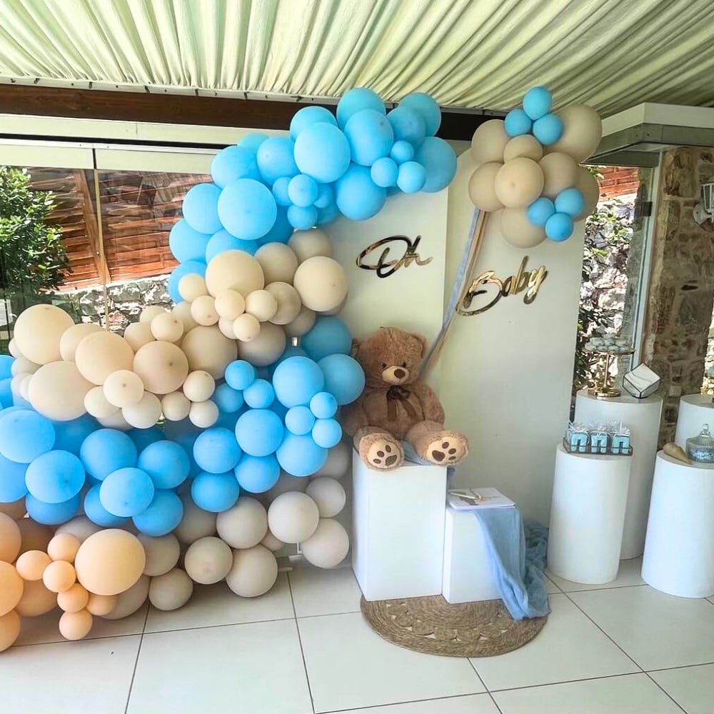 Candy bar βάπτισης για αγόρι με θέμα το αρκουδάκι και τα μπαλόνια