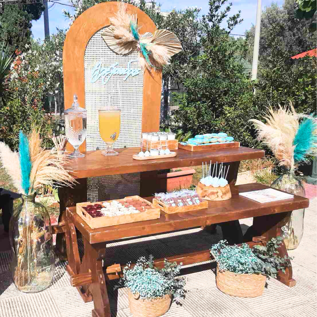 Candy bar βάπτισης για αγόρι με θέμα το αρκουδάκι