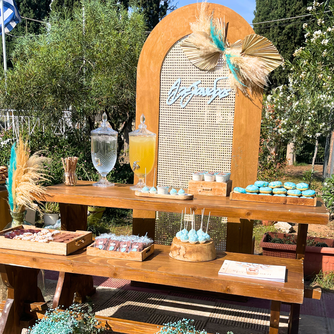 Candy bar βάπτισης για αγόρι με θέμα το αρκουδάκι