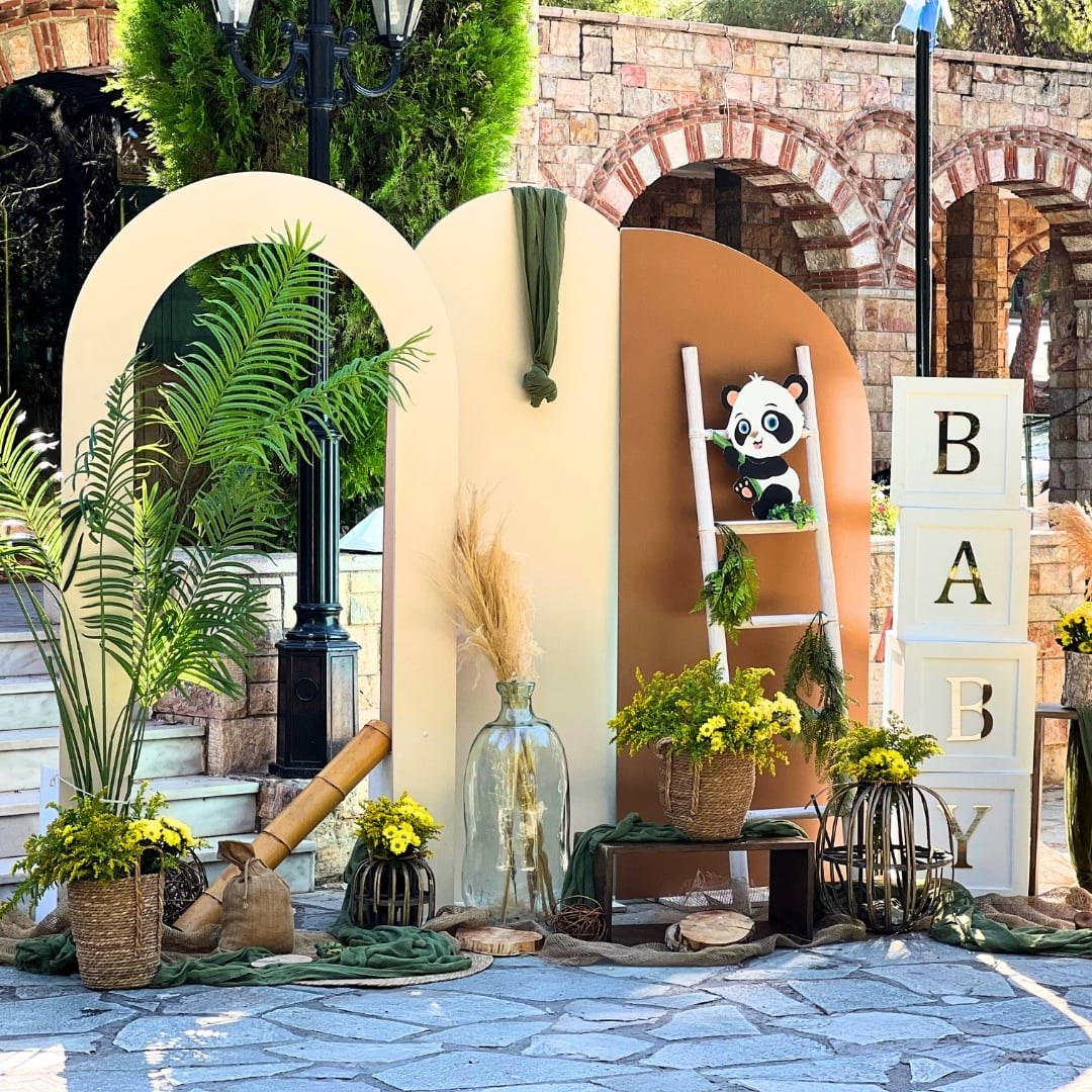 Στολισμός βάπτισης για αγόρι με θέμα το πάντα (panda)