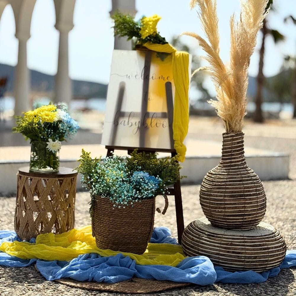 Στολισμός βάπτισης για αγόρι με θέμα τον ήλιο