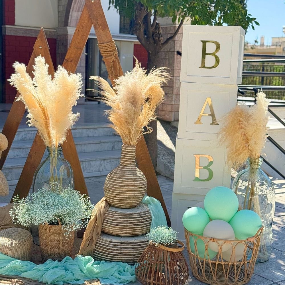 Στολισμός βάπτισης για αγόρι με θέμα το αρκουδάκι