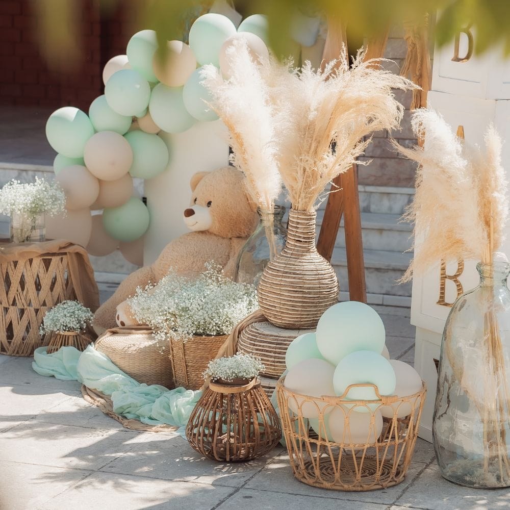 Στολισμός βάπτισης για αγόρι με θέμα το αρκουδάκι