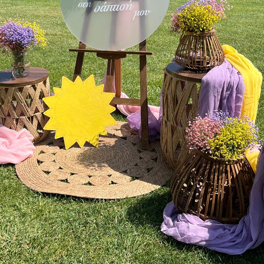 Στολισμός βάπτισης για κορίτσι με θέμα τον ήλιο