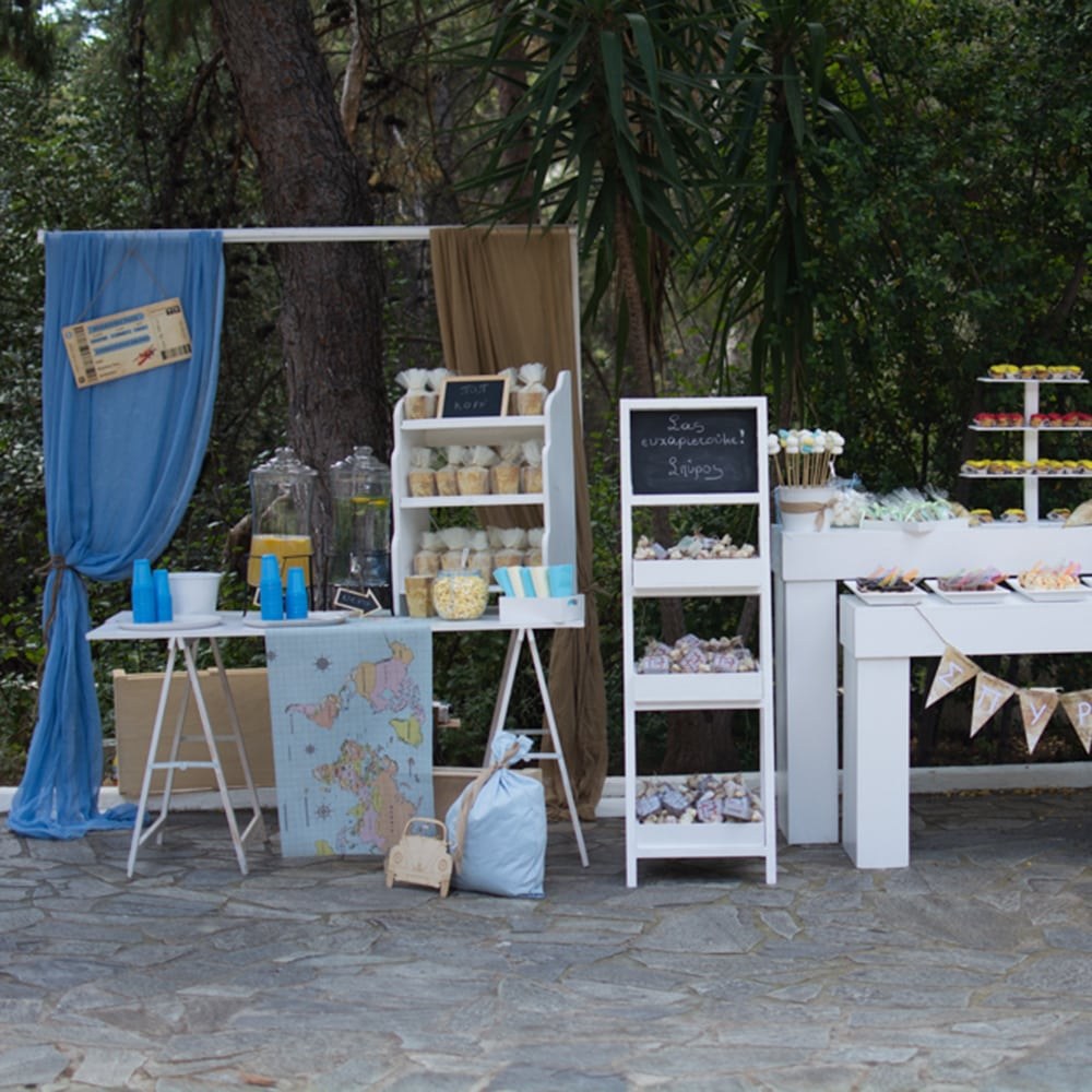 Candy Bar βάπτισης του μικρού Σπύρου - Θέμα βάπτισης το ταξίδι