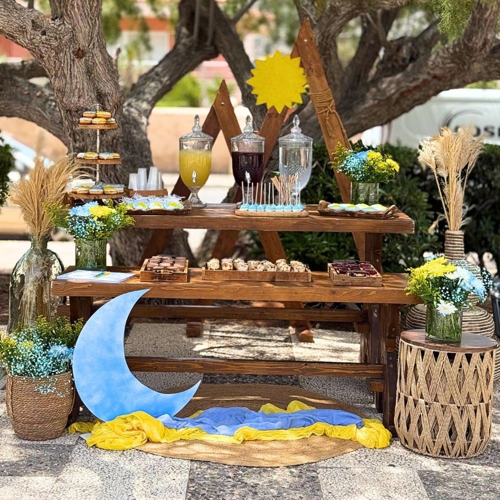 Candy bar βάπτισης με θέμα τον ήλιο