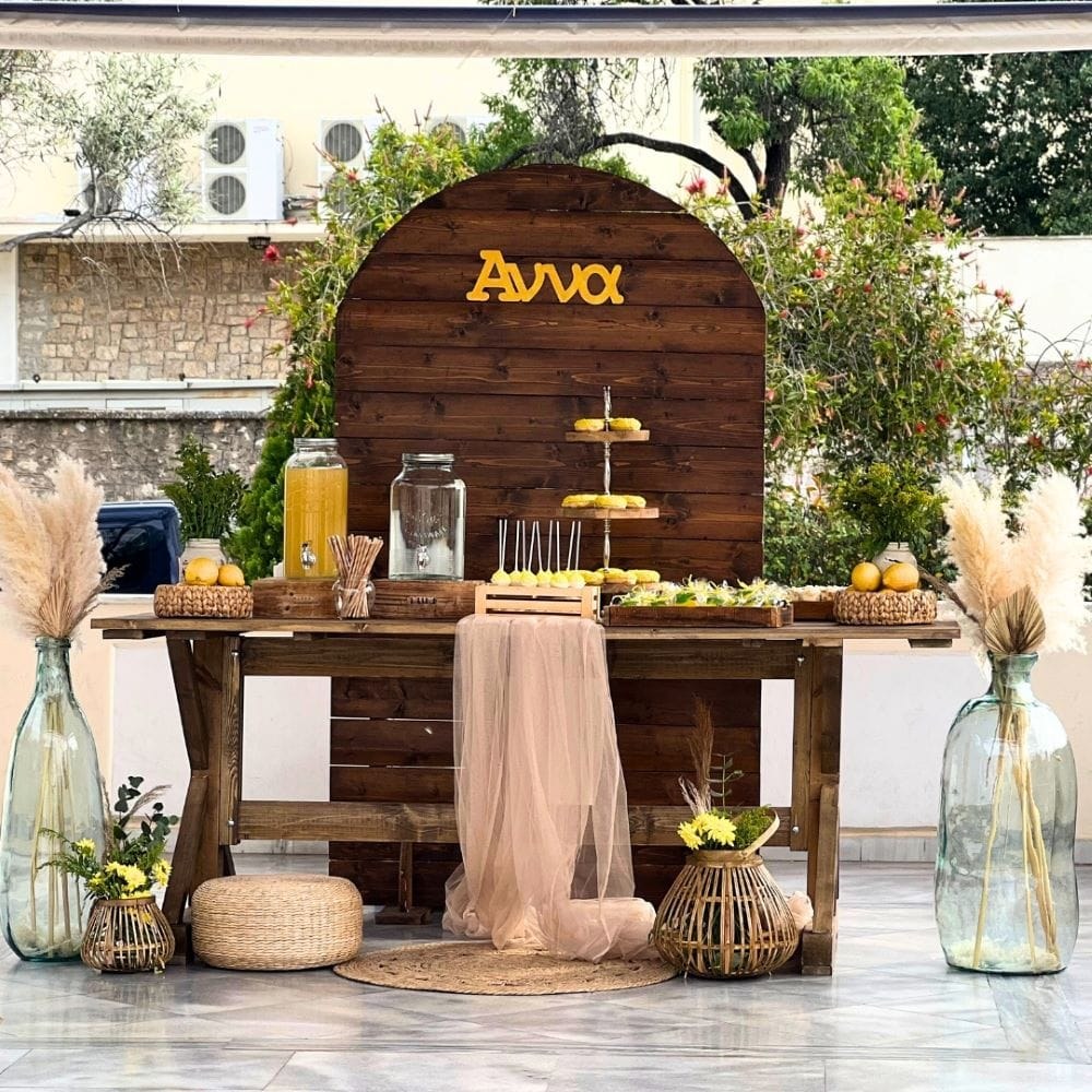 Candy bar βάπτισης για κορίτσι με θέμα το λεμόνι