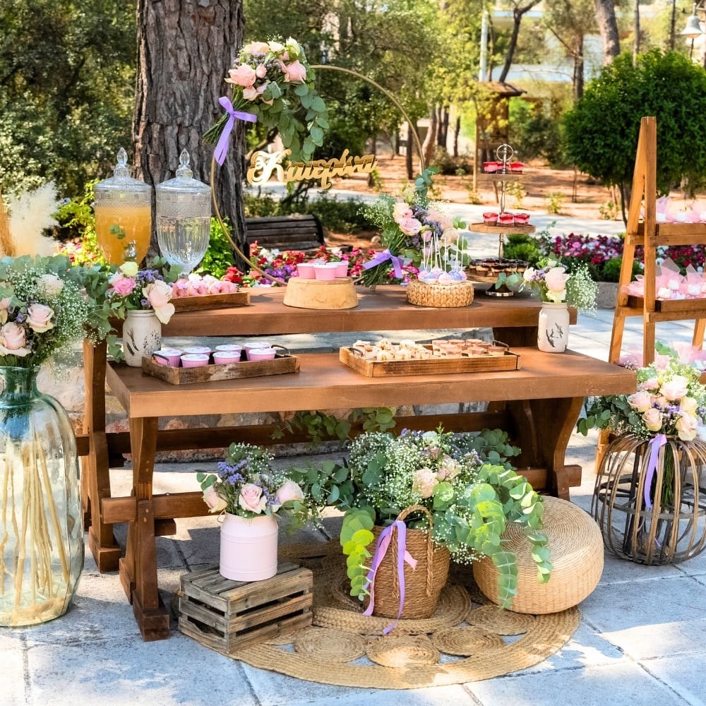 Candy bar βάπτισης για κορίτσι με boho στοιχεία