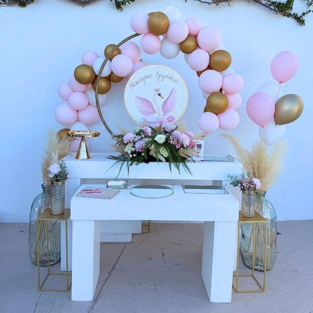 Candy bar βάπτισης για κορίτσι με θέμα τον κύκνο