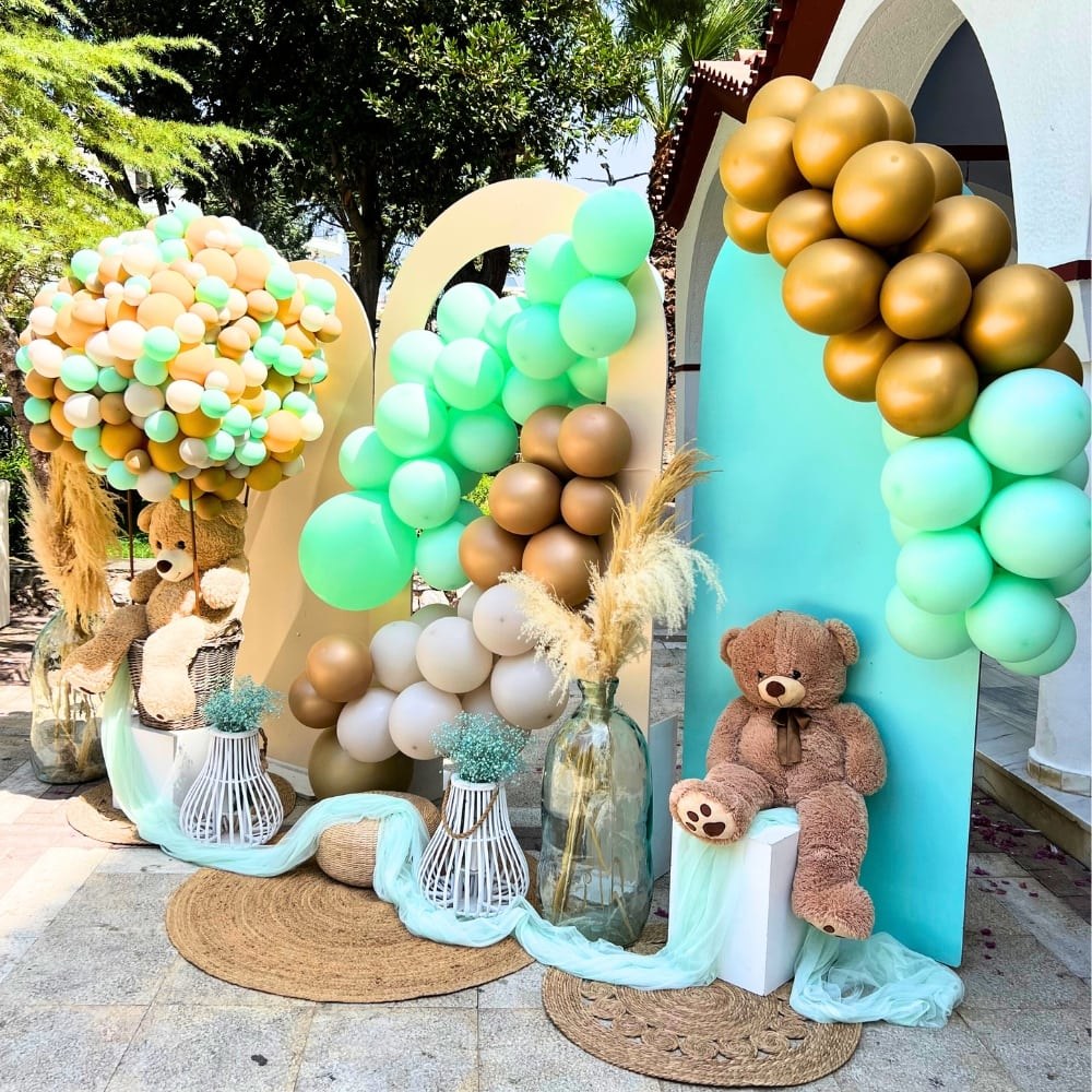 Στολισμός βάπτισης για αγόρι με θέμα το αρκουδάκι