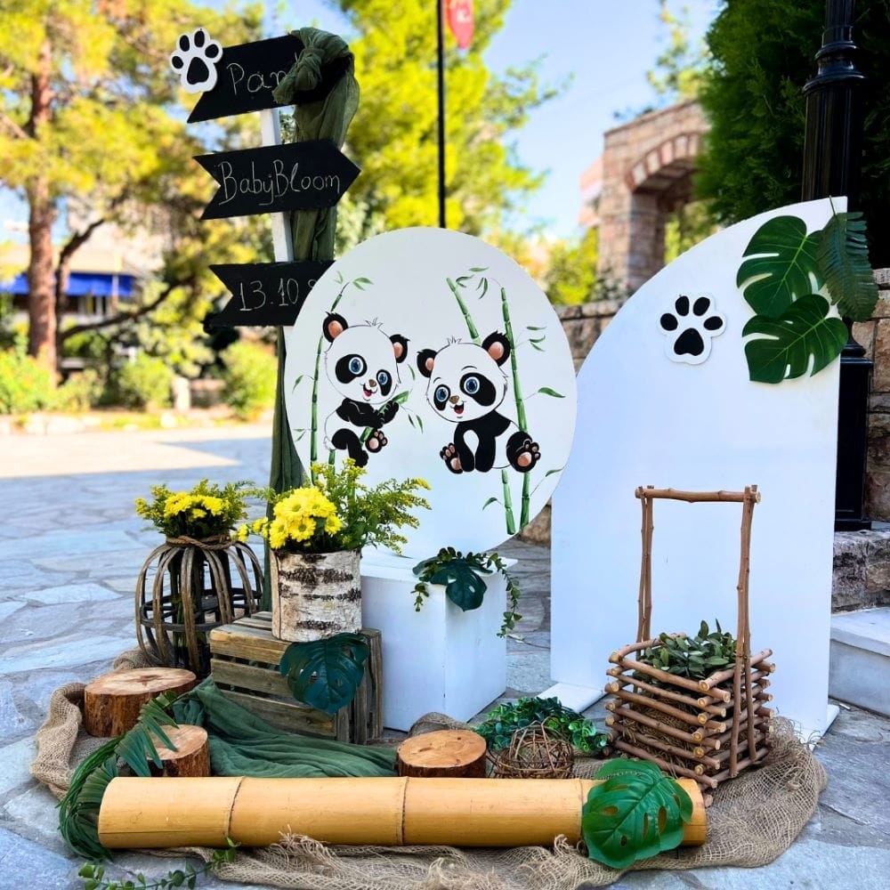 Στολισμός βάπτισης για αγόρι με θέμα το πάντα (panda)