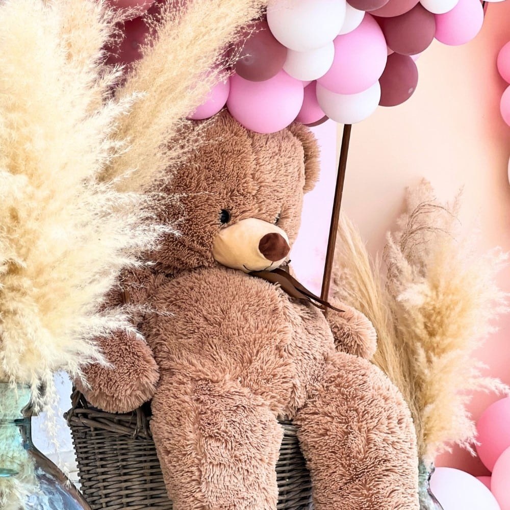 Στολισμός βάπτισης με μπαλόνια και αρκουδάκια για κορίτσι 