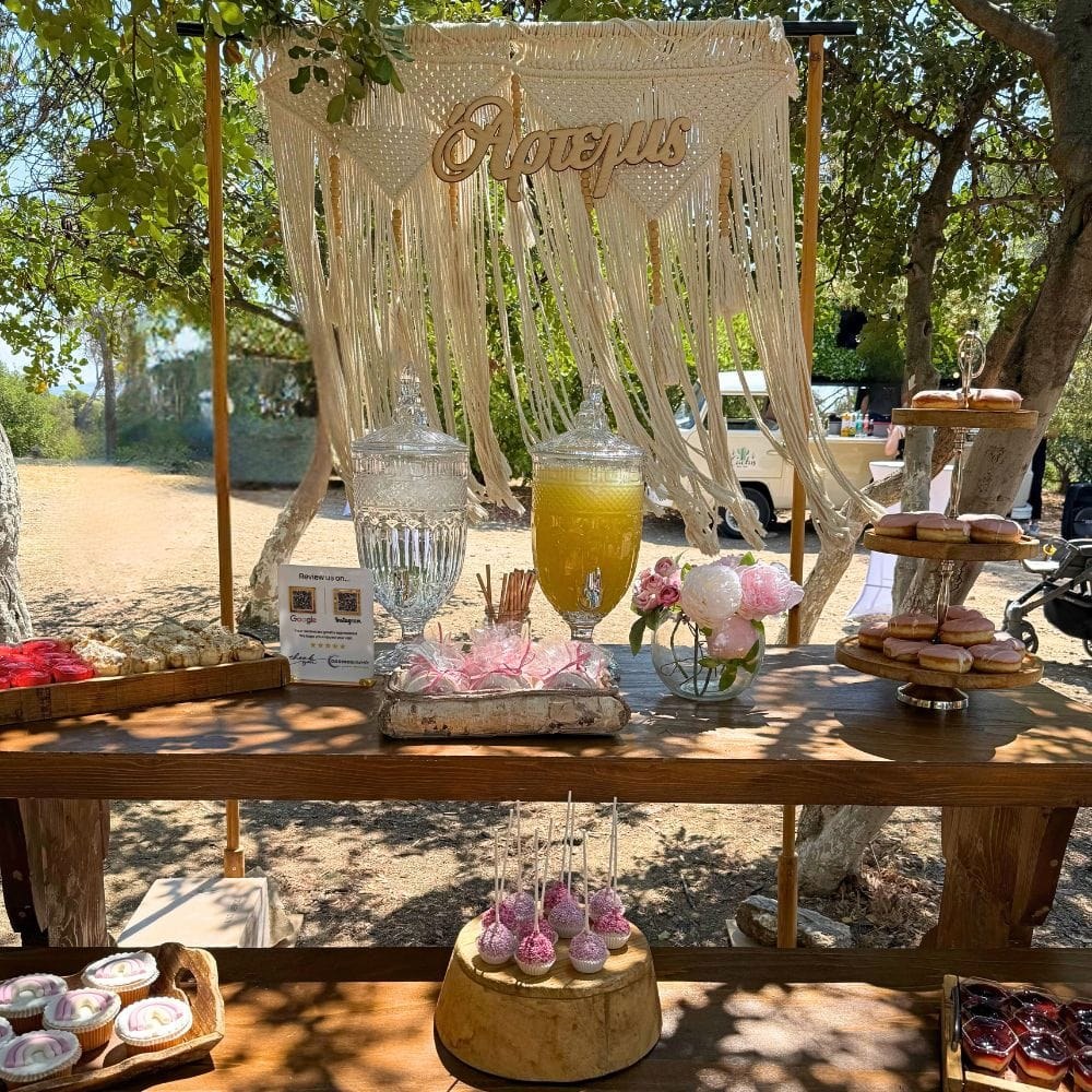 Boho rainbow candy bar βάπτισης για κορίτσι