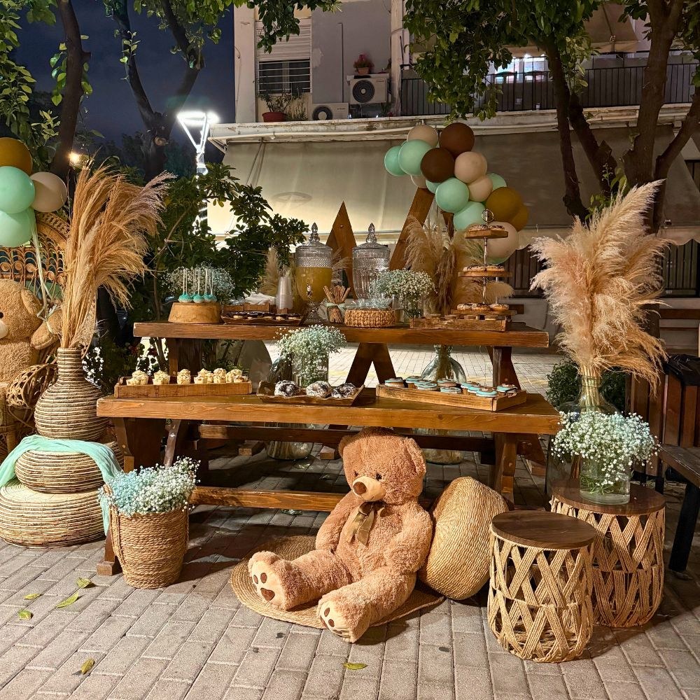 Candy bar βάπτισης για αγόρι με  θέμα το αρκουδάκι