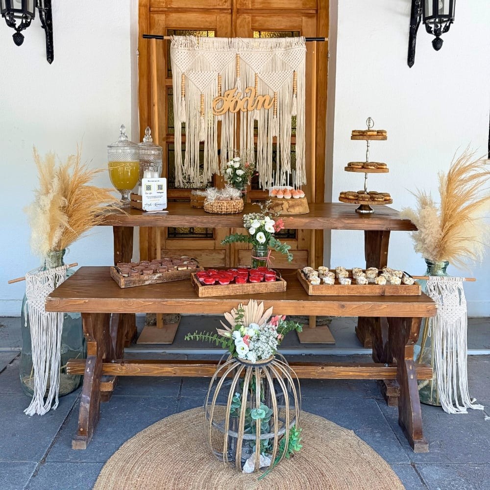 Candy bar βάπτισης με boho αρκουδάκι