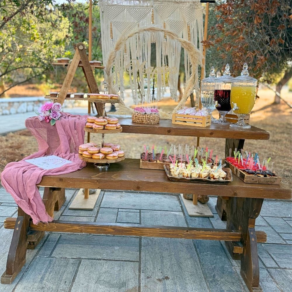 Candy bar βάπτισης για κορίτσι με θέμα το ουράνιο τόξο