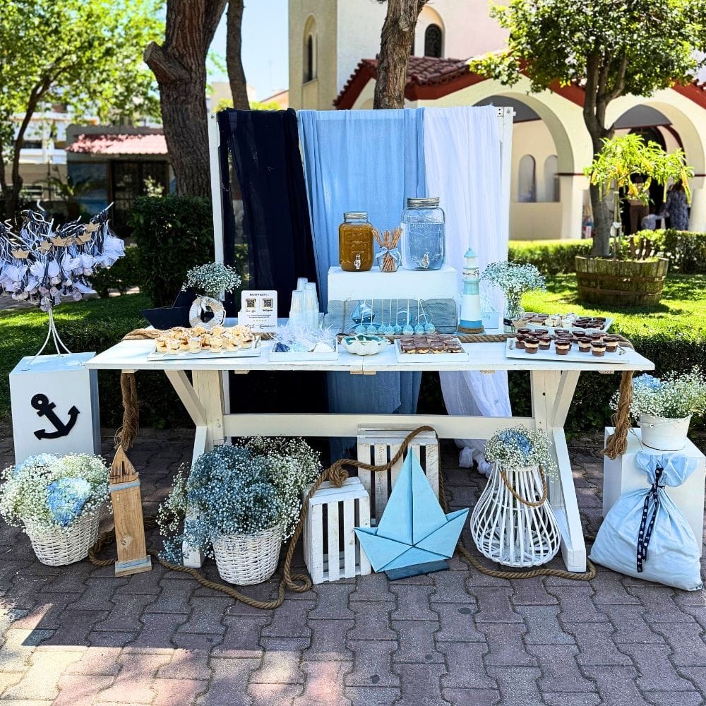 Candy bar βάπτισης για αγόρι με ναυτικό θέμα