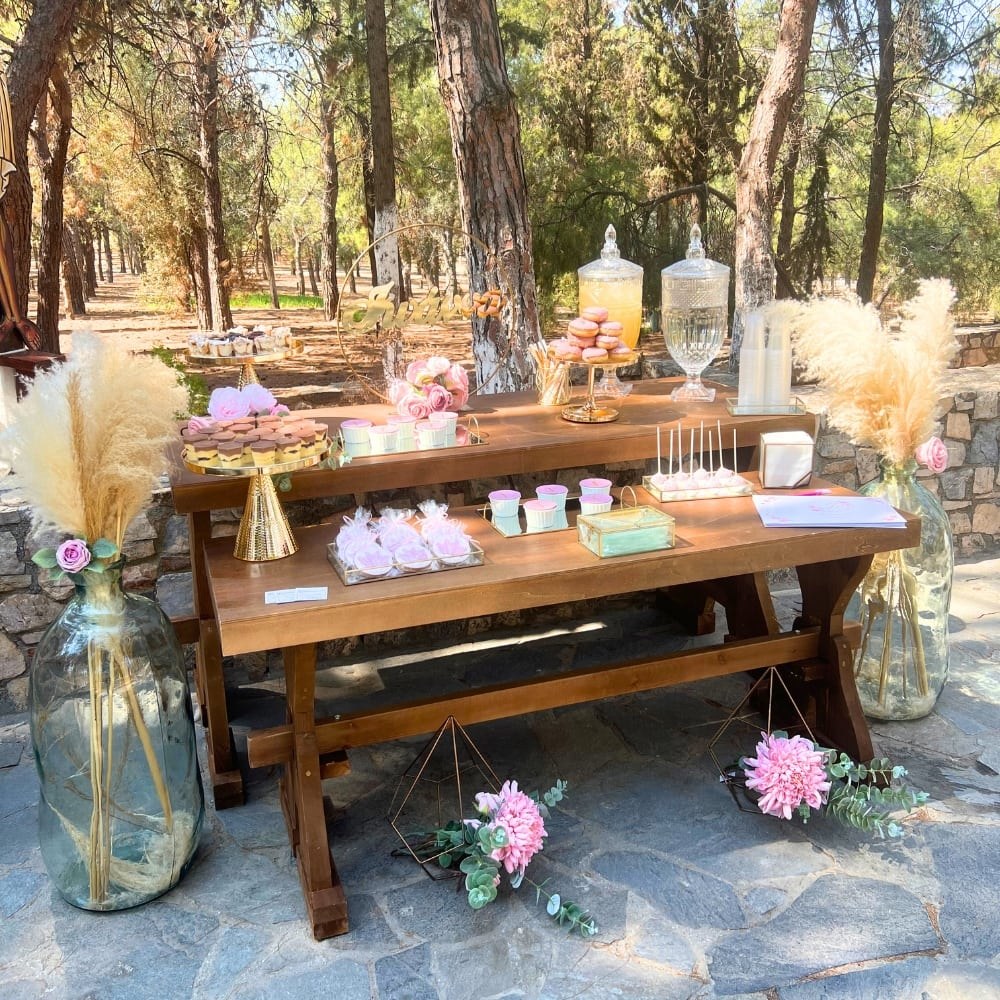 Candy bar βάπτισης με θέμα άμαξα πολύγωνο