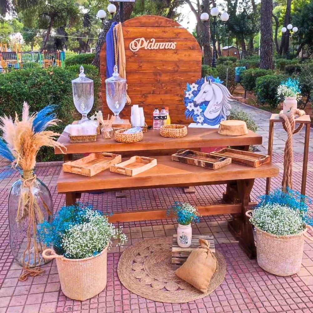 Candy bar βάπτισης για αγόρι με θέμα το άλογο