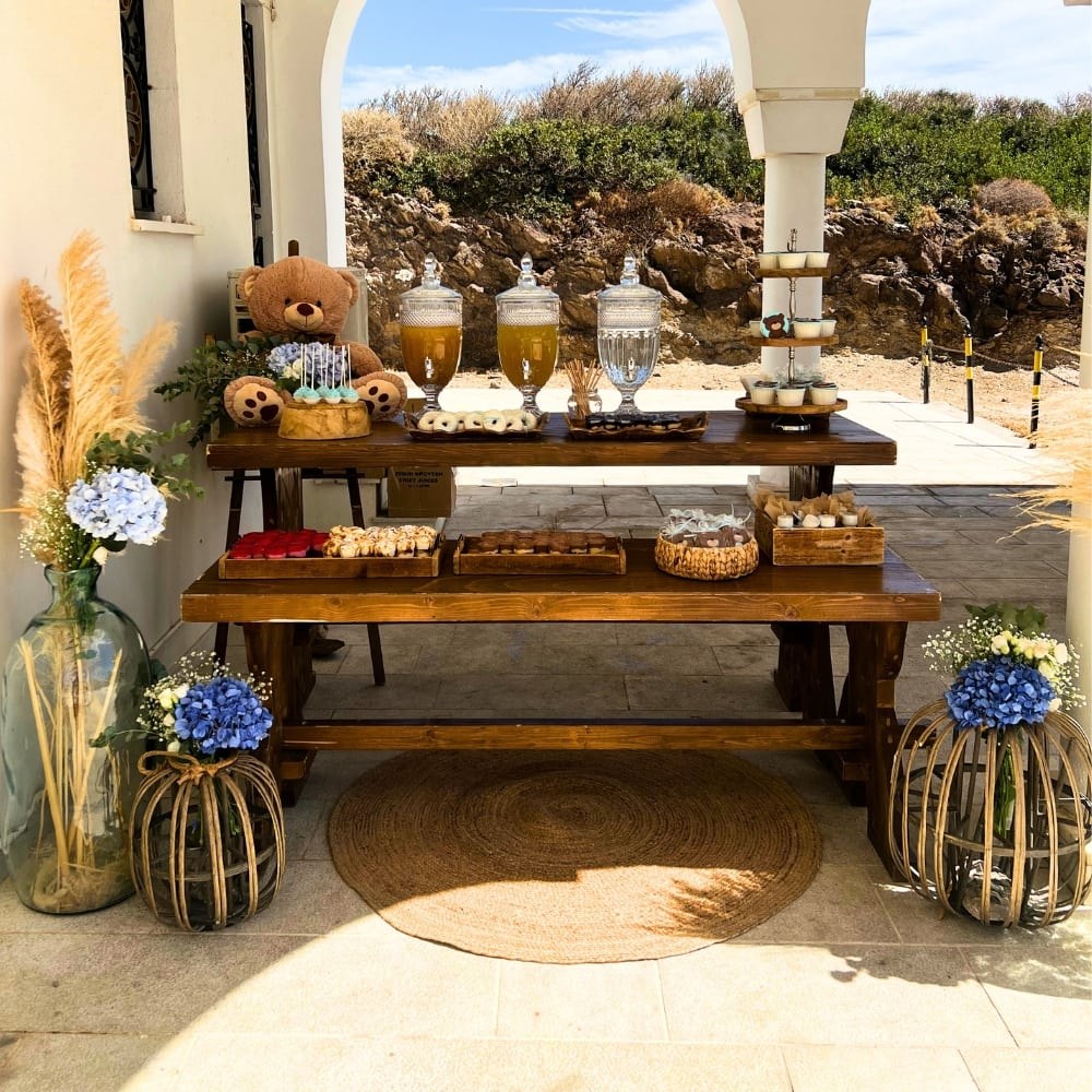 Candy bar βάπτισης για αγόρι με θέμα το αρκουδάκι