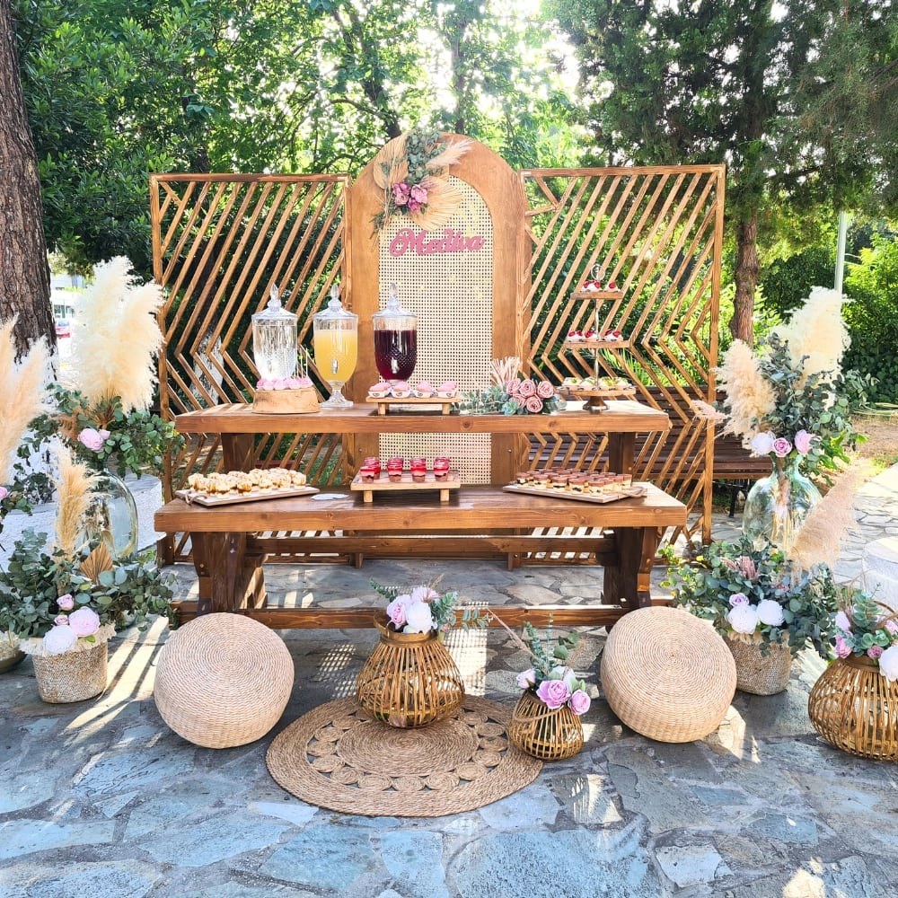 Boho rainbow candy bar βάπτισης για κορίτσι 