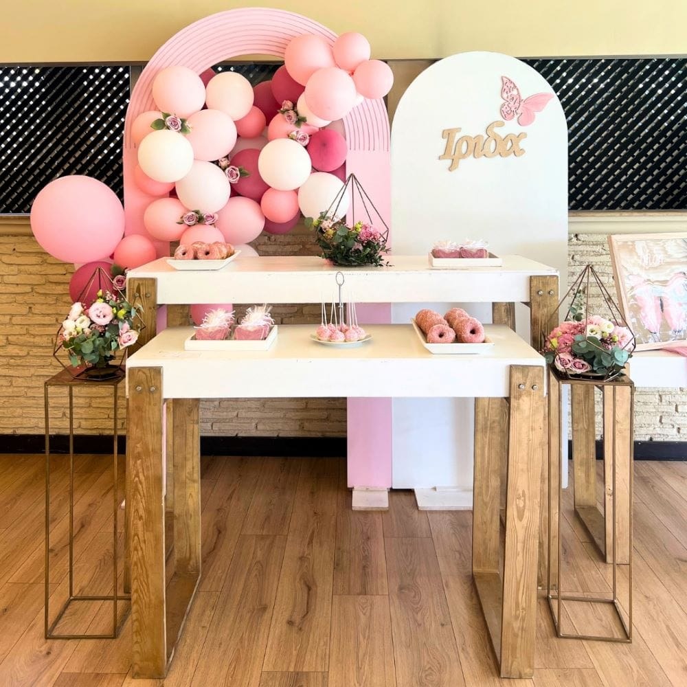 Candy bar βάπτισης για κορίτσι με θέμα την πεταλούδα