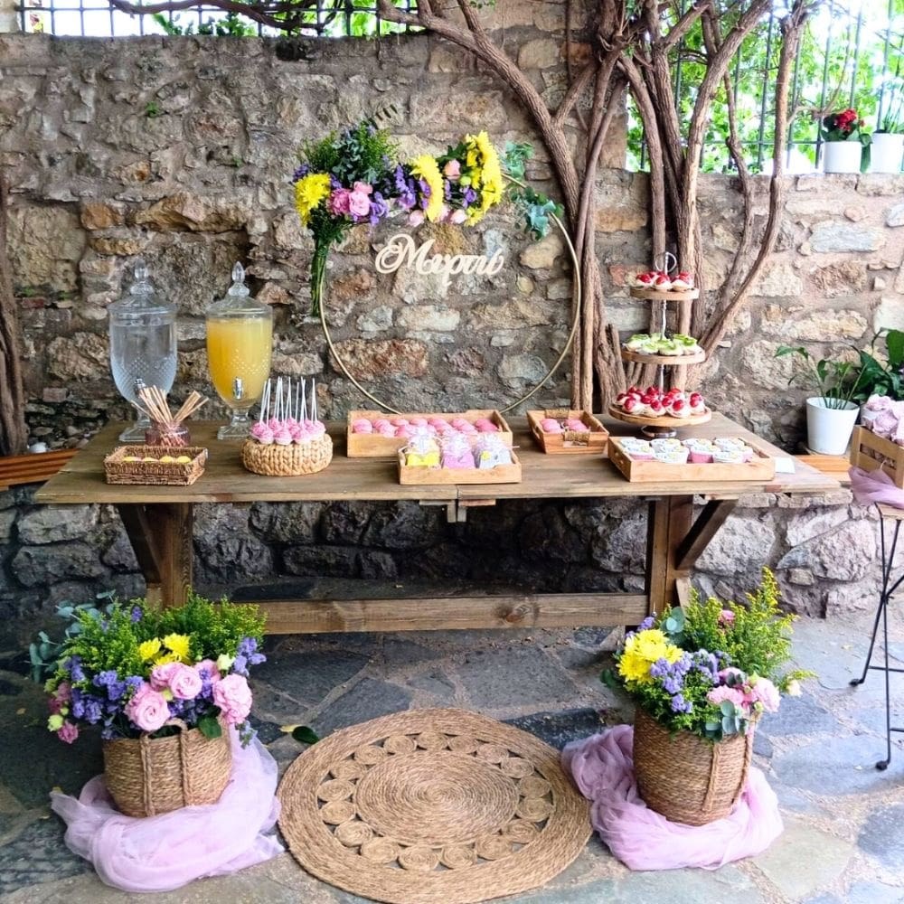 Floral candy bar βάπτισης για κορίτσι