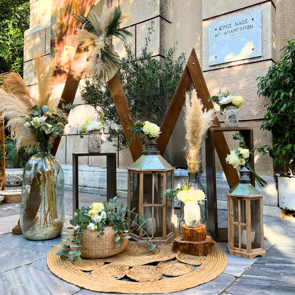 Boho στολισμός γάμου και βάπτισης με θέμα λιονταράκι