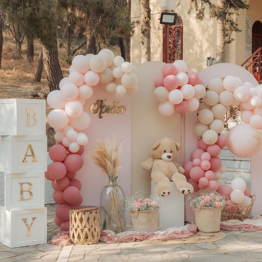 Στολισμός βάπτισης για κορίτσι με θέμα το αρκουδάκι 