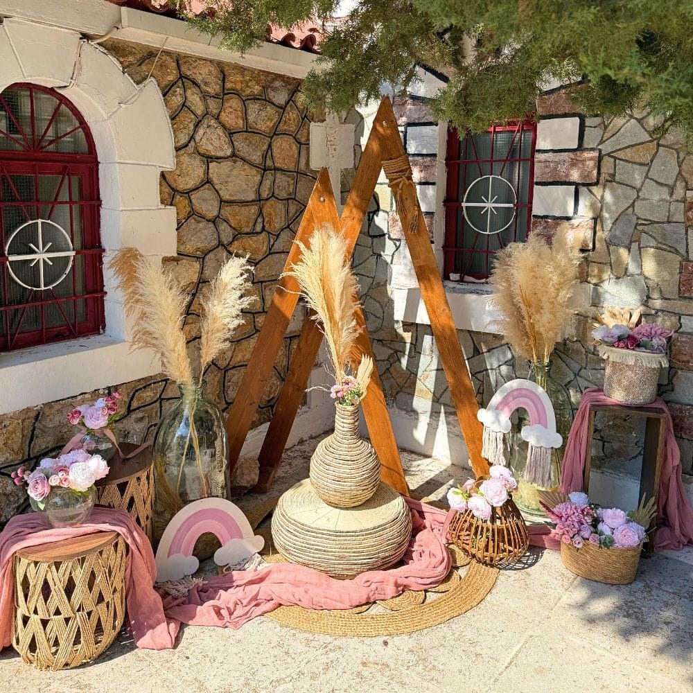 Boho rainbow στολισμός βάπτισης για κορίτσι