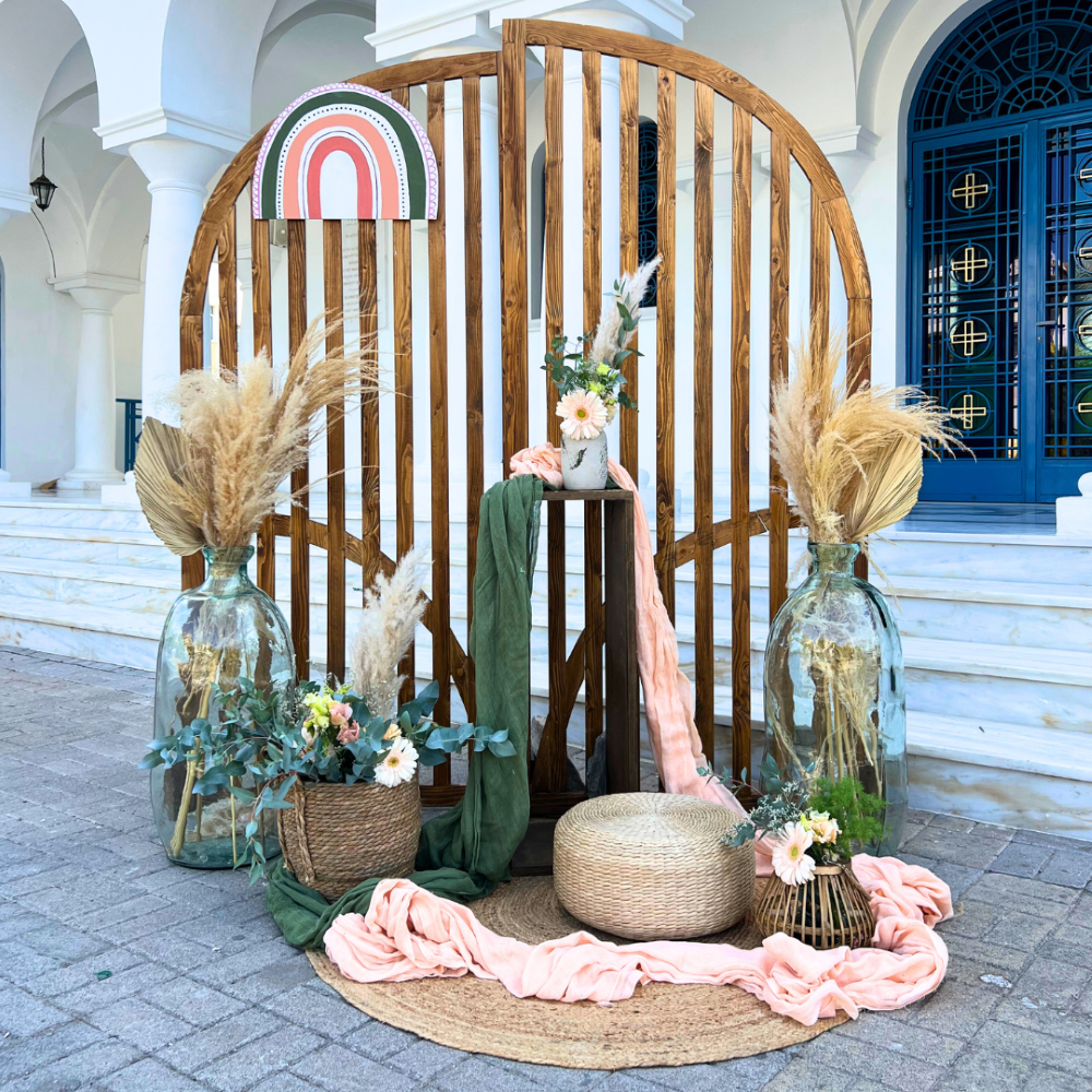 Στολισμός βάπτισης για κορίτσι με θέμα boho rainbow