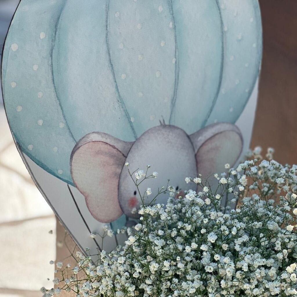 στολισμός βάπτισης για αγόρι με αερόστατο