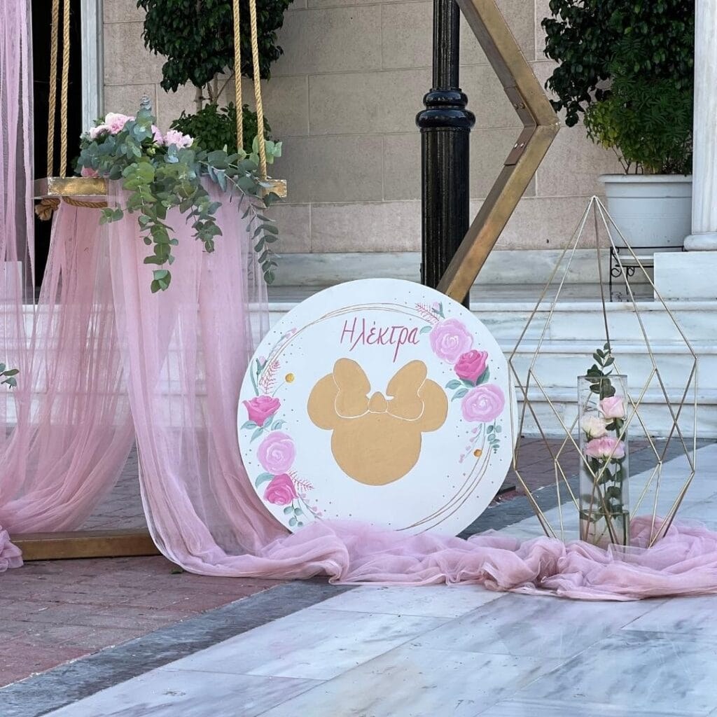 στολισμός βάπτισης για κορίτσι με θέμα minnie mouse