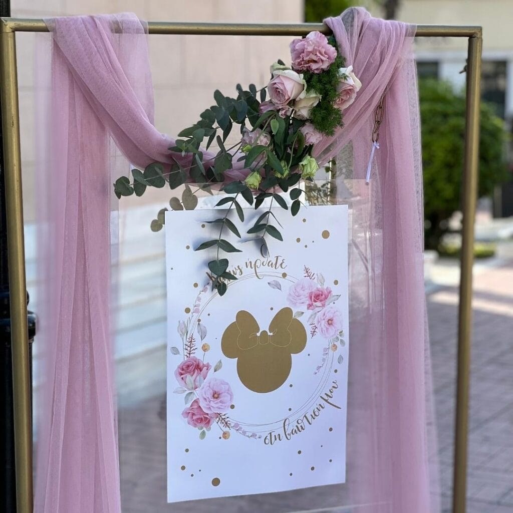 στολισμός βάπτισης για κορίτσι με θέμα minnie mouse
