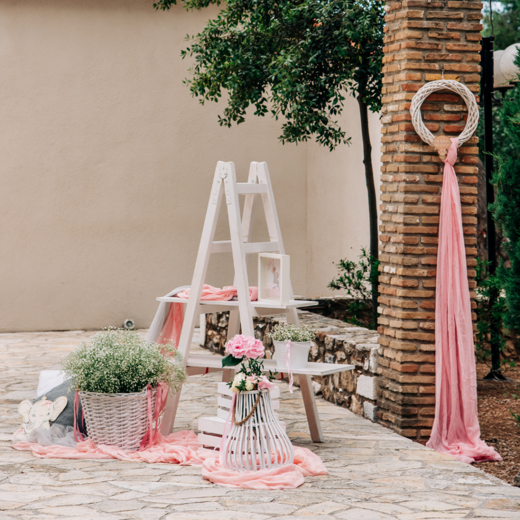 στολισμός βάπτισης για κορίτσι με θέμα ελεφαντάκι