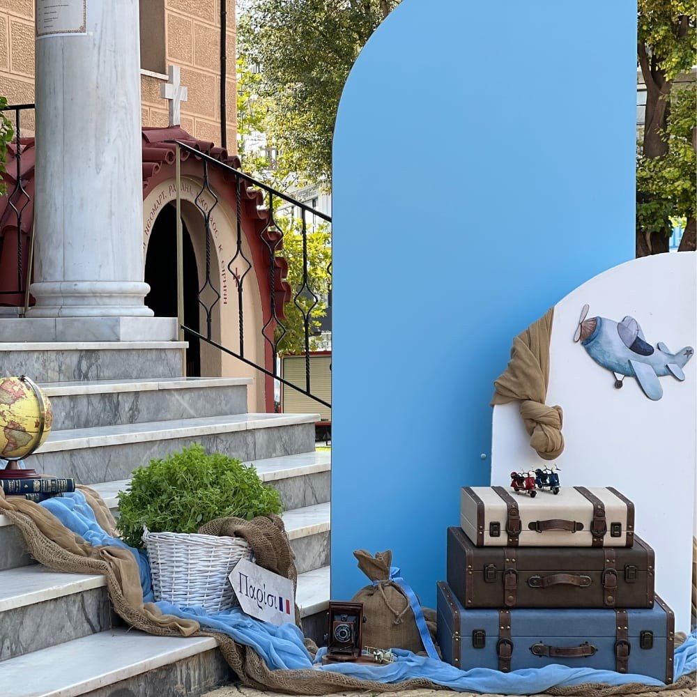 Στολισμός βάπτισης για αγόρι με θέμα το ταξίδι