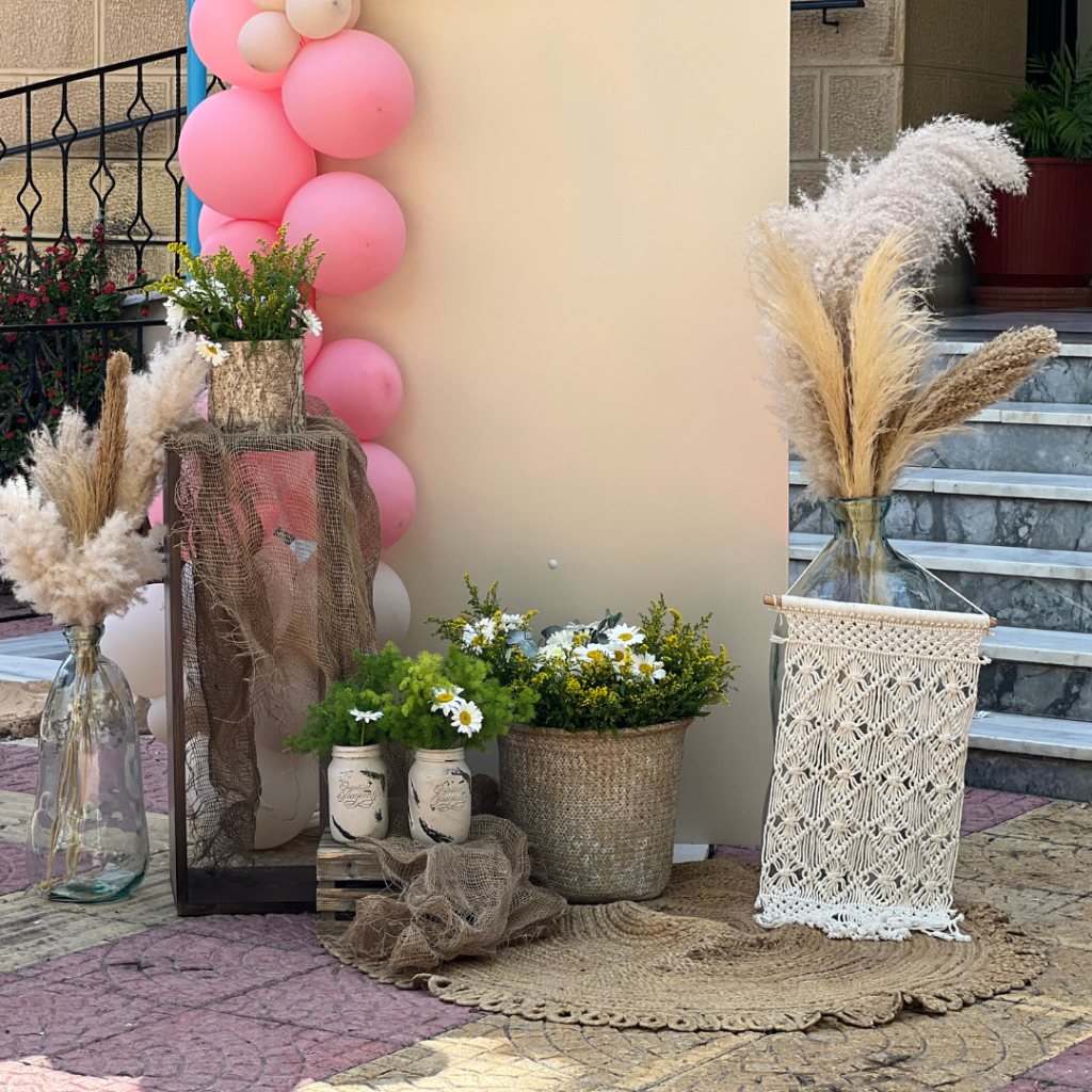 στολισμός βάπτισης για κορίτσι με μπαλόνια