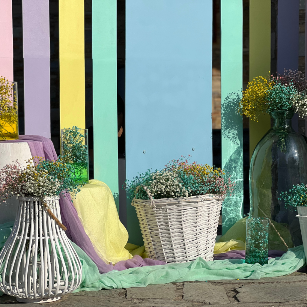 στολισμός βάπτισης ουράνιο τόξο