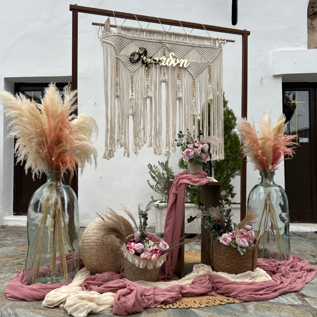 στολισμός βάπτισης με boho στοιχεία